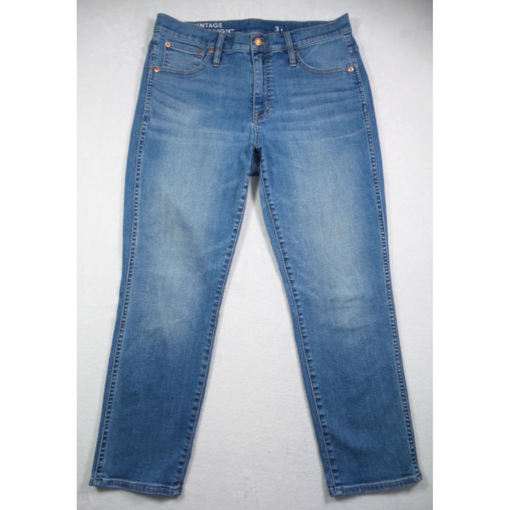 J Crew Jeans Womens Size 31 Blue Denim Vintage Slim Straight High Rise Stretch